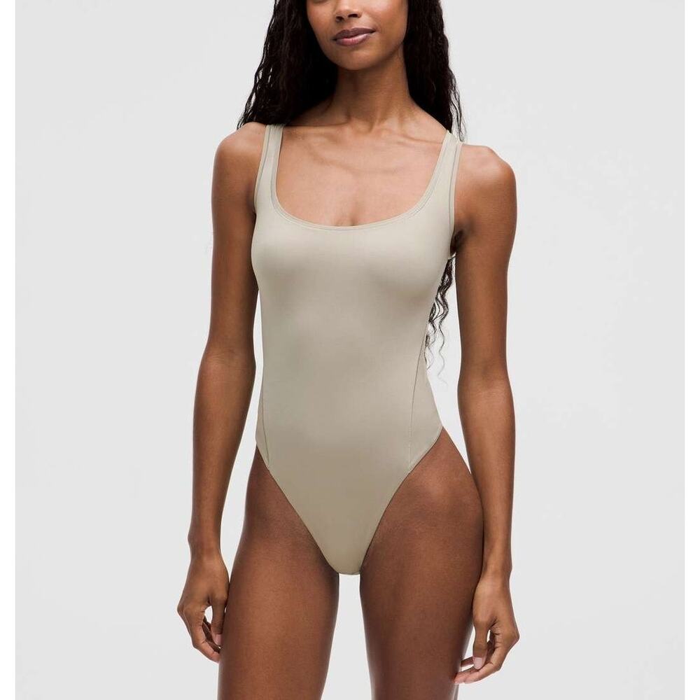 NWT Lululemon Wundermost Nulu Bodysuit Size M Riverstone Beige Ballet Pilates